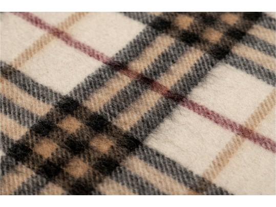 Burberry Stylish Plaid Cashmere Fringed Scarf