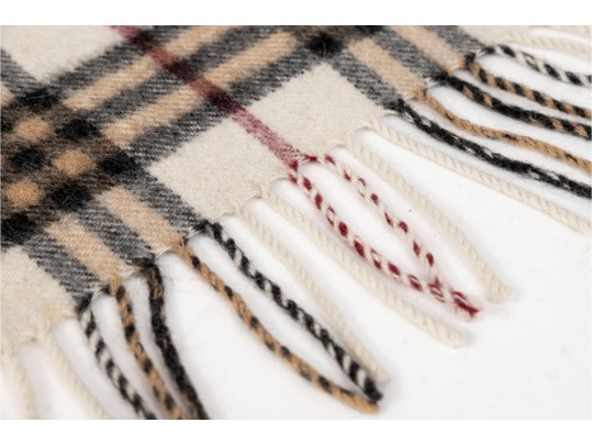Burberry Stylish Plaid Cashmere Fringed Scarf