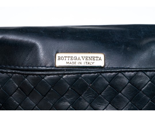 Bottega Veneta Classic Navy Woven Leather Shoulder Bag