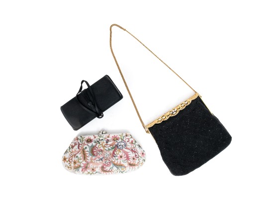 Lot Of Three Evening Bags, Including Donna Karan And Two Vintage Beaded Bags