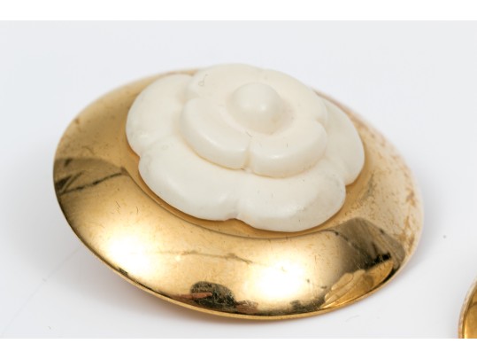 Chanel Charming Floral Button Clip Back Earrings