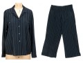 Armani Collezioni Striking Wide Pinstripe Shirt And Pants Set, Size 14
