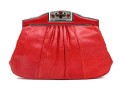 Judith Leiber Stunning Red Pleated Lizard Bejeweled Clutch/shoulder Bag