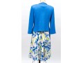 St. John Lovely Blue And Green Toned Knit And Silk Floral Three Piece Ensemble