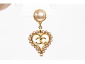 Chanel Faux Pearl Heart Form Pendant Clip Earrings