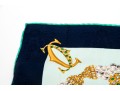 Les Must De Cartier Elegant Green And Blue Silk Panther And Jewelry Motif Scarf