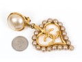Chanel Faux Pearl Heart Form Pendant Clip Earrings