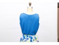 St. John Lovely Blue And Green Toned Knit And Silk Floral Three Piece Ensemble