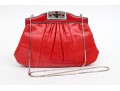 Judith Leiber Stunning Red Pleated Lizard Bejeweled Clutch/shoulder Bag