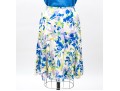 St. John Lovely Blue And Green Toned Knit And Silk Floral Three Piece Ensemble