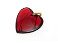 Baccarat Fun Ribbed Red Crystal Heart Necklace, Signed