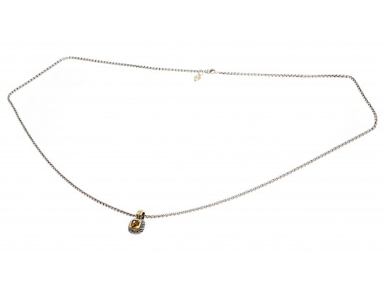 David Yurman Striking Sterling And 14k Citrine Pendant, On A Sterling 32