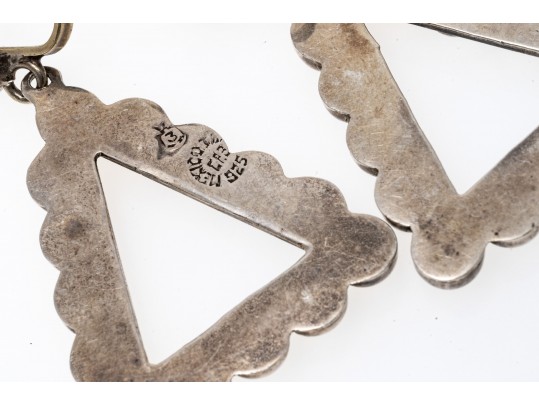 Sterling Bamboo Link Bracelet And Beadwork Pendant Earrings