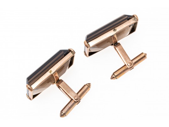 Lot Of Two Lever Style Back Cufflinks And One Tie Bar; 10k And 14k