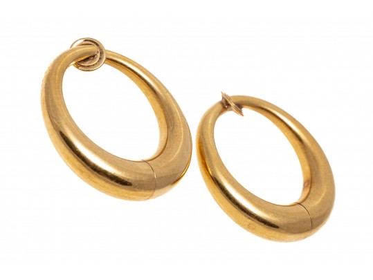 Elegant 14K Tapered Hoop Clip Earrings