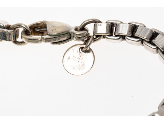 Tiffany And Co. Sterling Silver Contemporary Box Link Style Bracelet