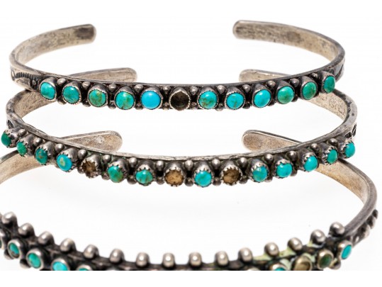 Lot Of Five Assorted Sterling Silver Bracelets, Southwestern Motifs