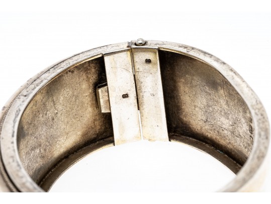 Antique Sterling English Wide Bangle Bracelet