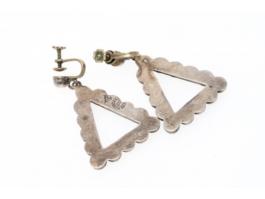 Sterling Bamboo Link Bracelet And Beadwork Pendant Earrings