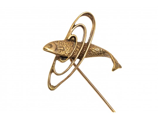 Handsome 18K Trout Fishing Stick Pin