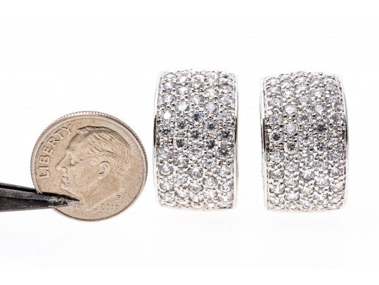 Broad Sterling And White Zirconia J-Hoop Earrings
