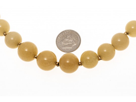 Pretty Graduated Strand Of Yellow Aventurine Quartz Beads, With A 14k Clasp
