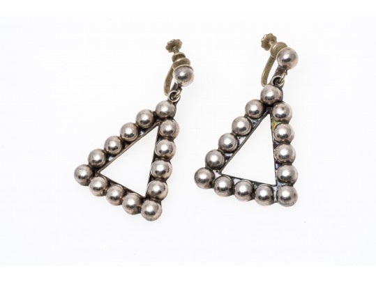 Sterling Bamboo Link Bracelet And Beadwork Pendant Earrings