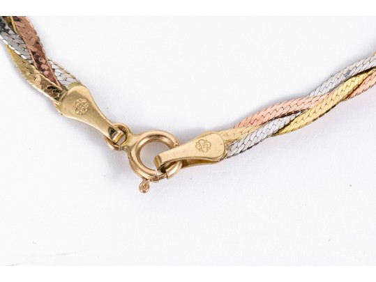 Lot Of Two 14k Gold Jewelry Pieces Including A Bracelet And Earrings