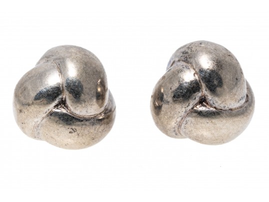 Tiffany And Co. Sterling Silver Classic Triple Knot Earrings