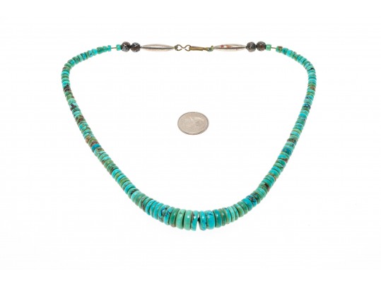 Lot Of Four Strung Beaded Necklaces, Turquoise, Tigers Eye And Coral