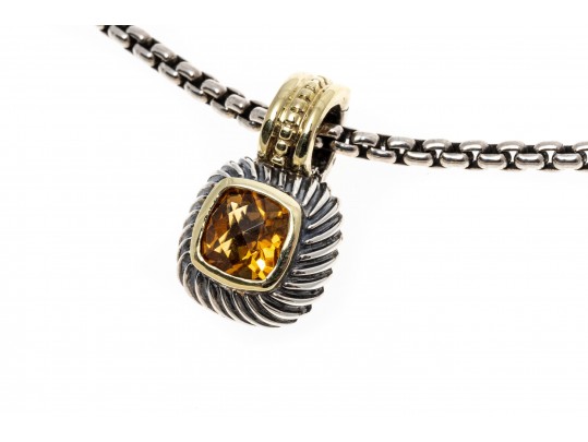 David Yurman Striking Sterling And 14k Citrine Pendant, On A Sterling 32