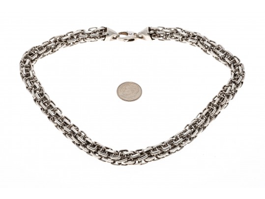 Sterling Silver Chunky Round Tubular Link Necklace
