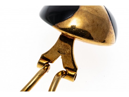 14K And Black Onyx Clip Earrings