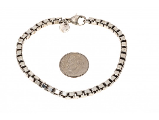 Tiffany And Co. Sterling Silver Handsome Box Link Style Bracelet