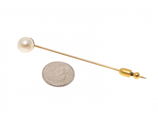 Classic 14K And Cultured Freshwater Pearl Stick Pin