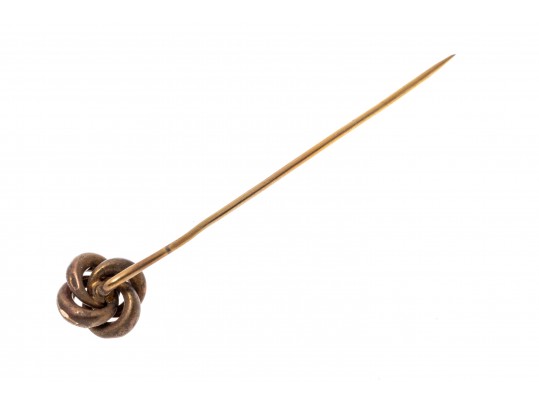 14K And Diamond Concentric Knot Stick Pin With Floral Enamel Design