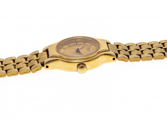 Seiko Ladies Gold Tone Quartz Watch, Champagne Dial, Gold Tone Link Bracelet