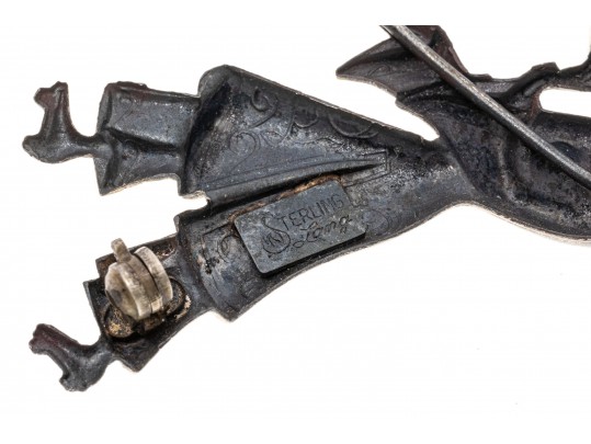 Lot Of Three Assorted Sterling Silver Figural Brooches