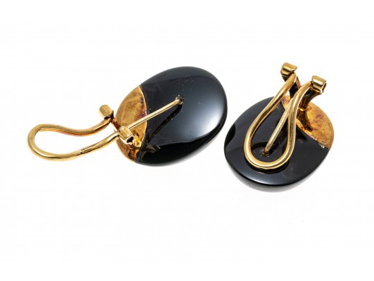 14K And Black Onyx Clip Earrings