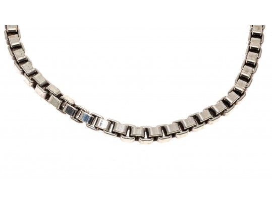 Tiffany And Co. Sterling Silver Handsome Box Link Style Bracelet