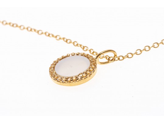 Sterling Necklace And Earrings Set With Mother Of Pearl And Topaz