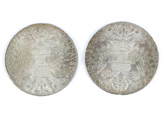 Two 1780 Austrian Maria Theresa Silver Thaler