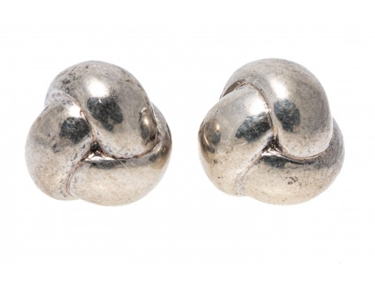 Tiffany And Co. Sterling Silver Classic Triple Knot Earrings