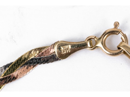 Lot Of Two 14k Gold Jewelry Pieces Including A Bracelet And Earrings