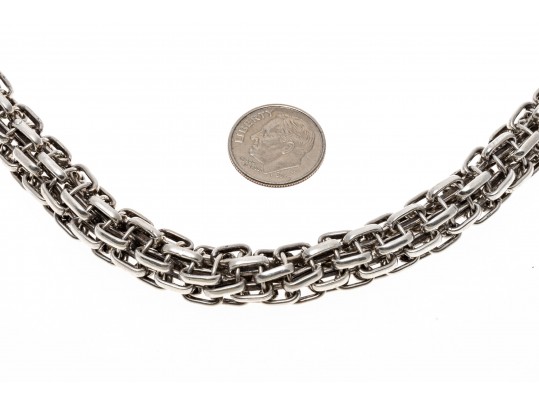 Sterling Silver Chunky Round Tubular Link Necklace