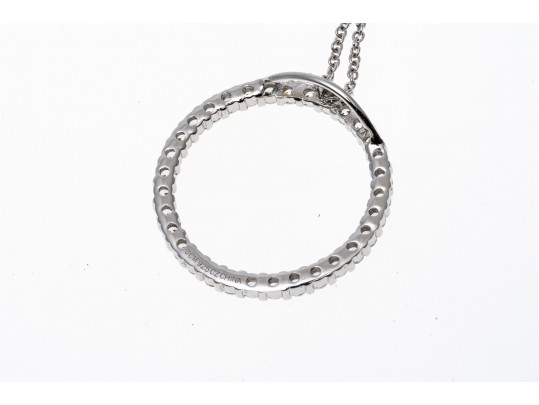 Sterling Silver Fun Contemporary CZ Circle Pendant, With Chain