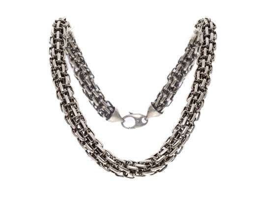 Sterling Silver Chunky Round Tubular Link Necklace