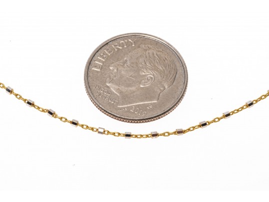 14k Yellow Gold Chain And Faceted White Gold Link Necklace
