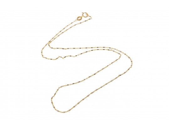 14k Yellow Gold Chain And Faceted White Gold Link Necklace