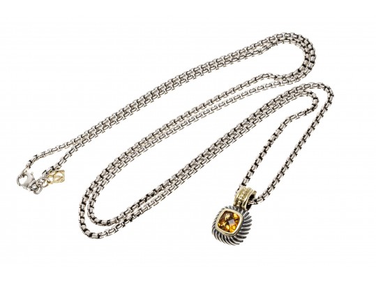 David Yurman Striking Sterling And 14k Citrine Pendant, On A Sterling 32